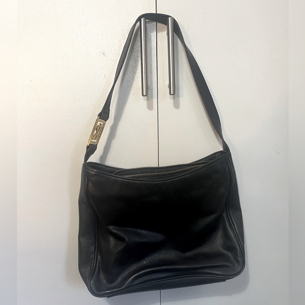 Ralph Lauren black shoulder handbag with gold hardware 1